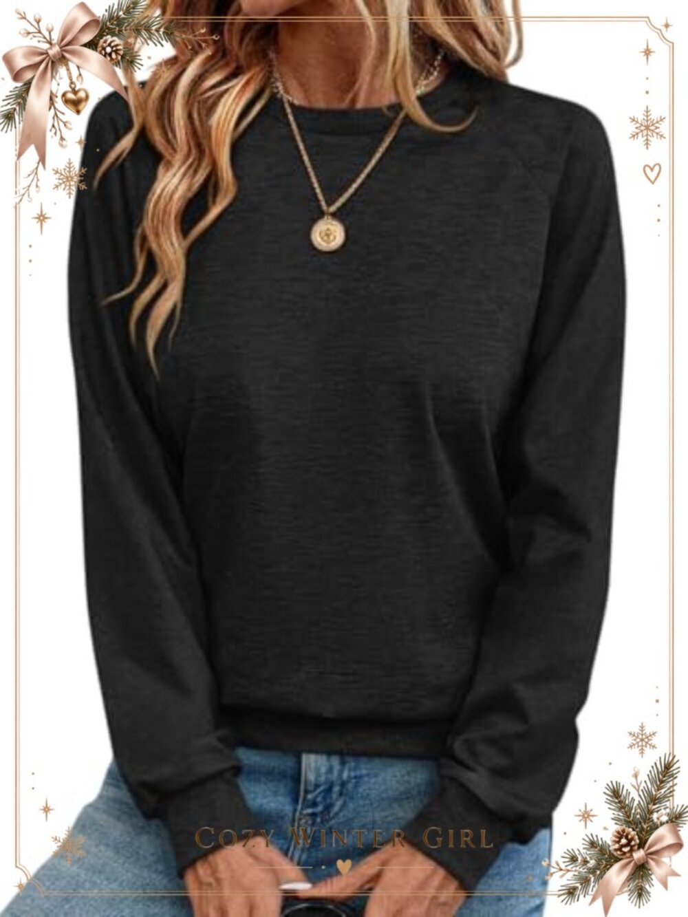 Womens Long Sleeve Crewneck Sweatshirt Loose Pullover Casual Top